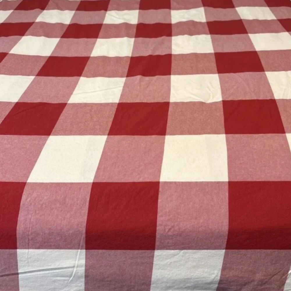 Pottery Barn Red and Cream Buffalo Plaid Check Duvet Cover and Pillowcases, King